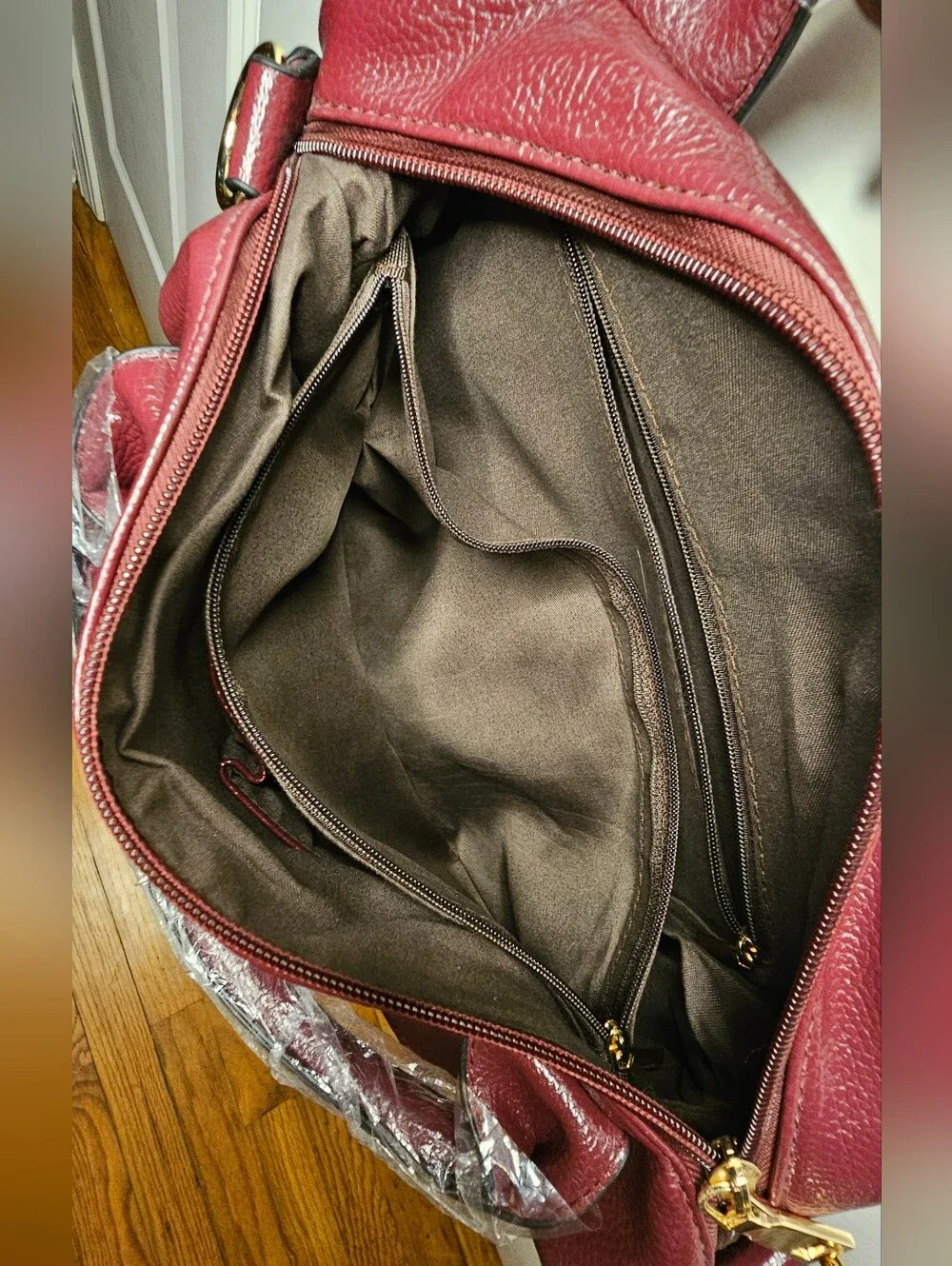 Burgandy Satchel Cross Body Handbag